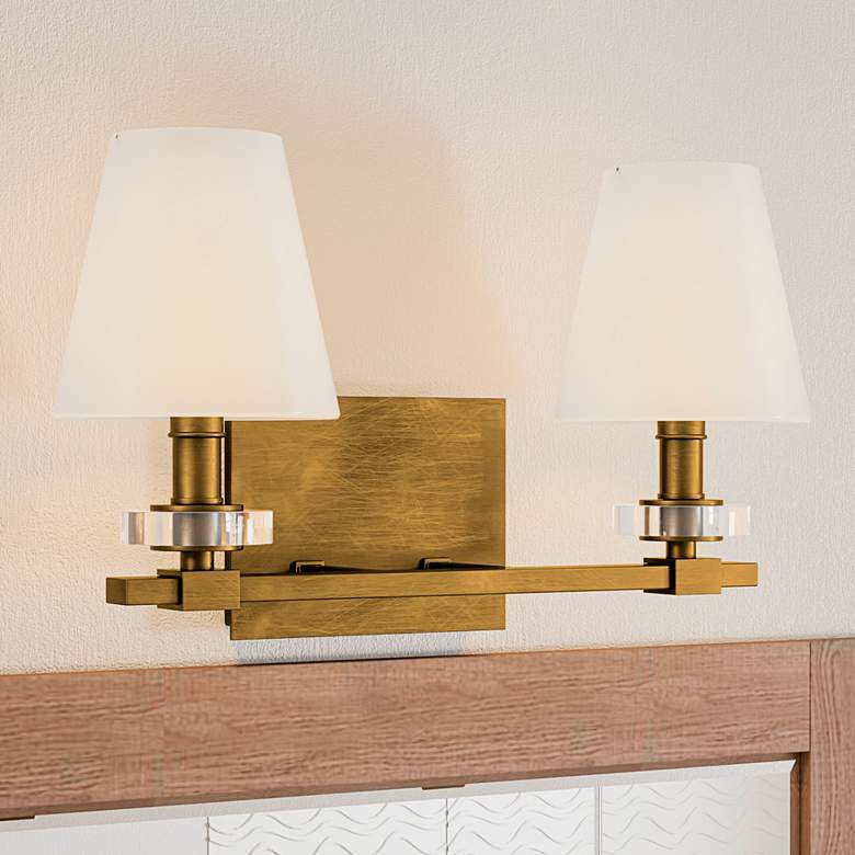 Image 1 Kelsey Glen 9 1/2 inch High Weathered Brass 2-Light Wall Sconce