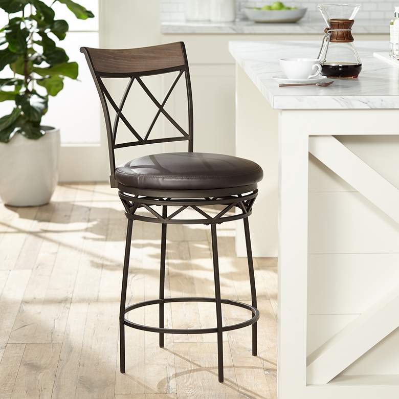 Image 1 Kelso 26 inch Gray and Black Swivel Counter Stool
