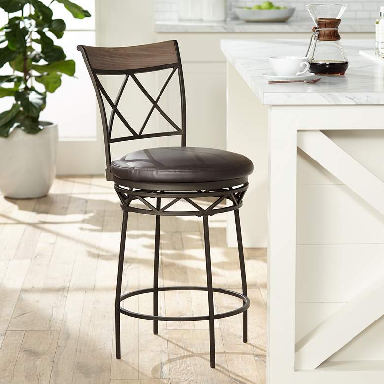 Image 1 Kelso 26" Gray and Black Swivel Counter Stool