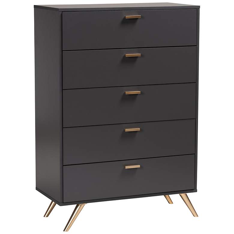 Image 2 Kelson 32 1/2" Wide Dark Gray 5-Drawer Accent Chest