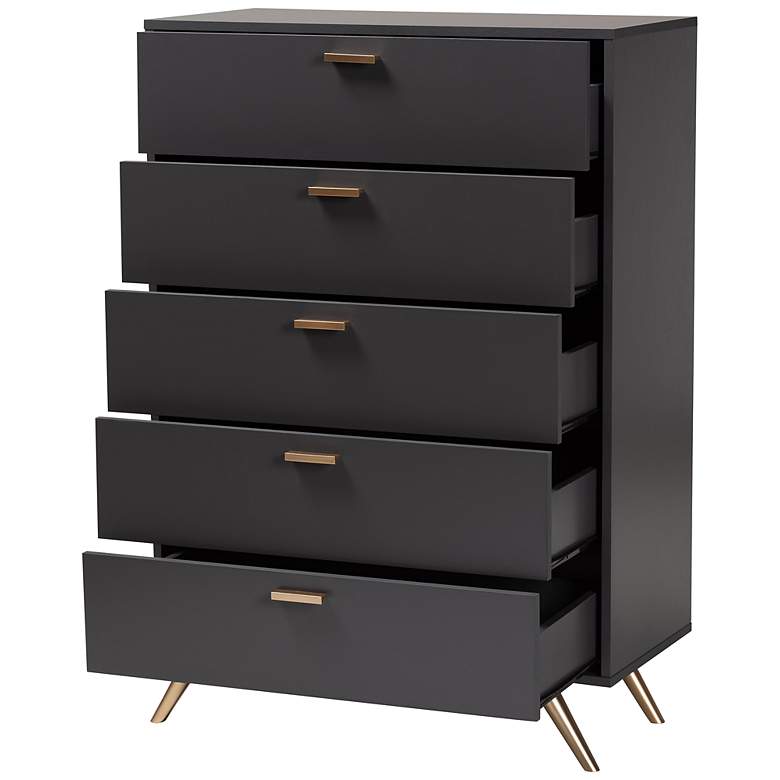 Image 5 Kelson 32 1/2" Wide Dark Gray 5-Drawer Accent Chest more views