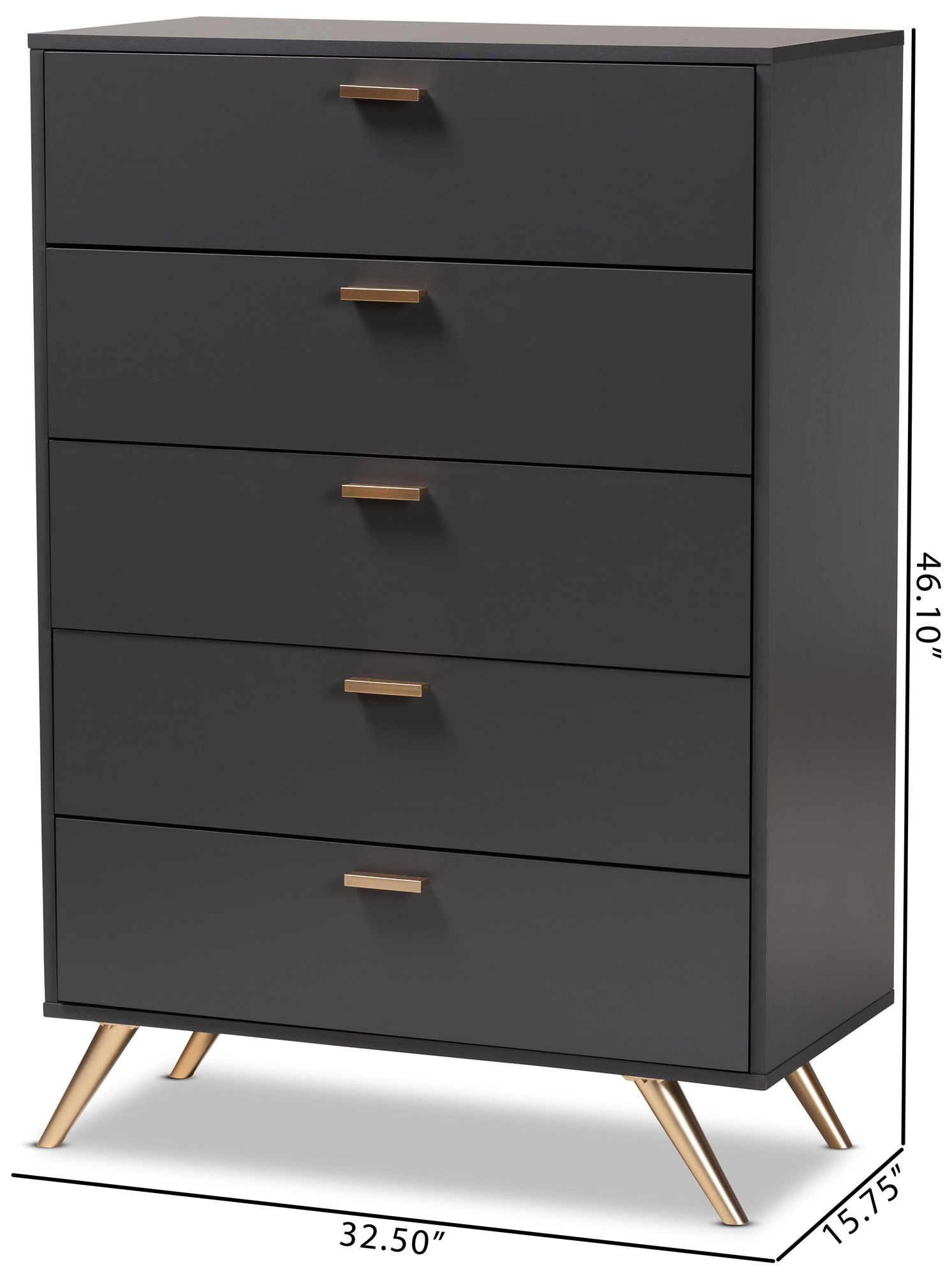 Kelson 32 1/2" Wide Dark Gray 5-Drawer Accent Chest in scene