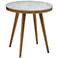 Kemira 20" White Marble and Antique Brass Round End Table
