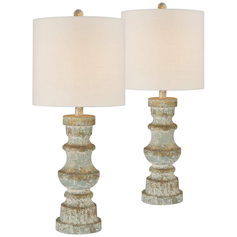 Image 1 Kemper Distressed Robin&#39;s Egg Blue Table Lamps Set of 2