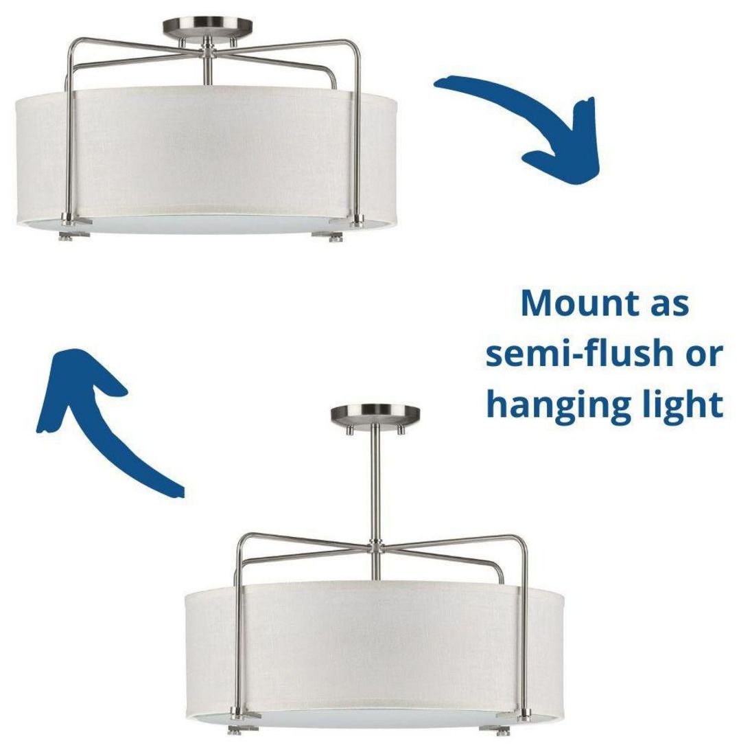 Kempsey Collection Three-Light Semi-Flush Convertible