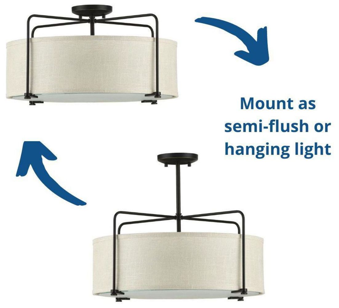 Kempsey Collection Three-Light Semi-Flush Convertible