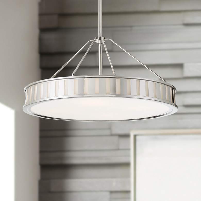 Image 1 Kendal 22 1/2" Wide Polished Nickel Drum Pendant Light