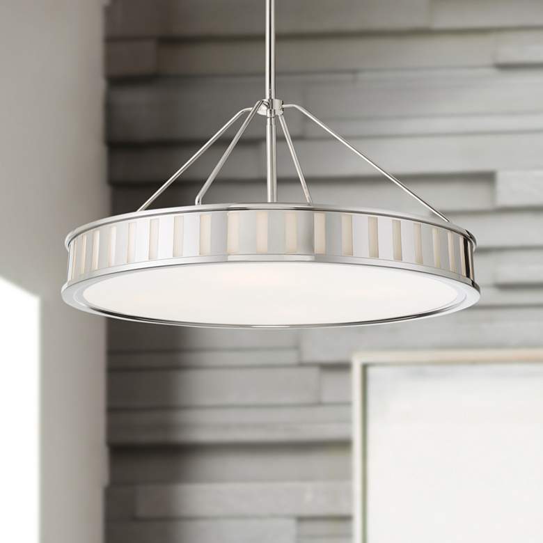 Image 1 Kendal 22 1/2 inch Wide Polished Nickel Drum Pendant Light