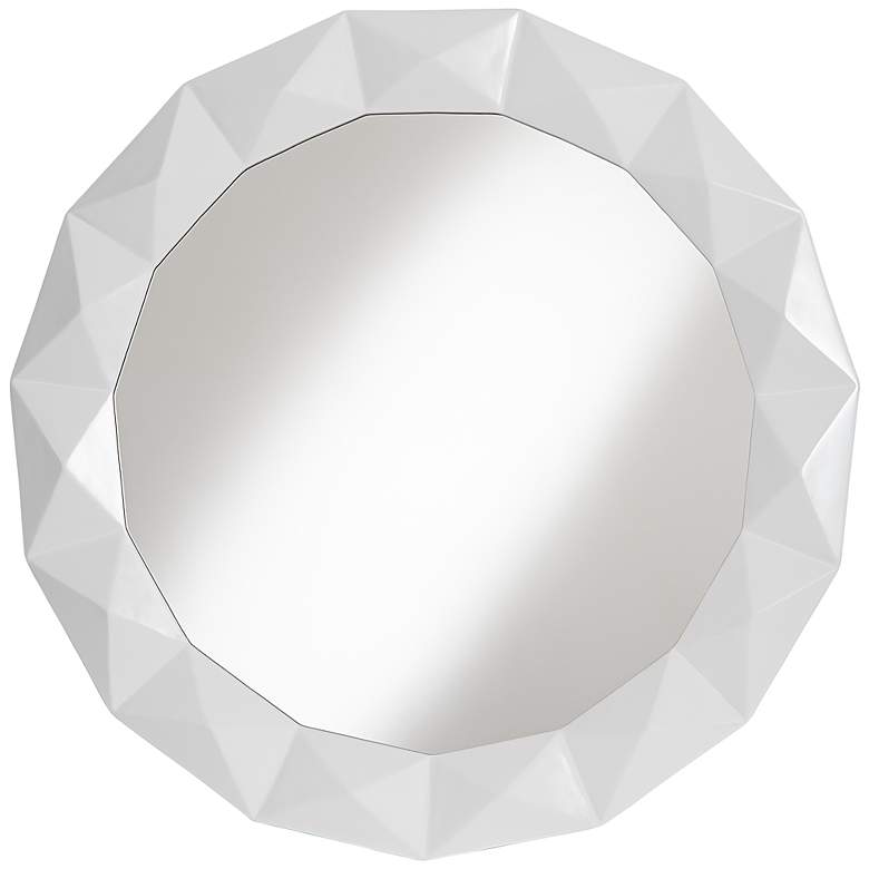 Image 1 Kendale Raised White Diamond 33 1/2 inch Round Wall Mirror