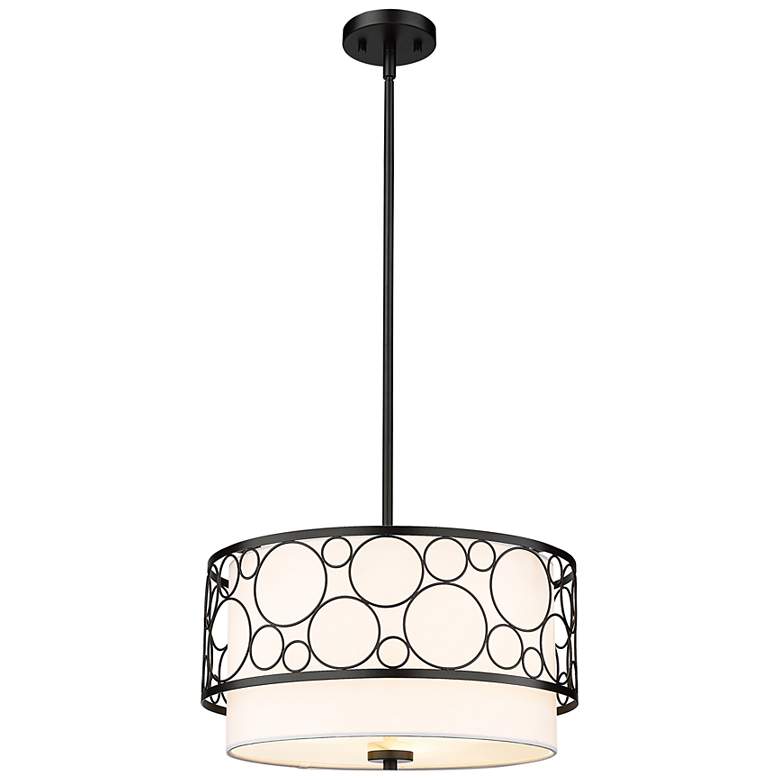 Image 2 Kendall 17" Wide Matte Black Drum Pendant Light