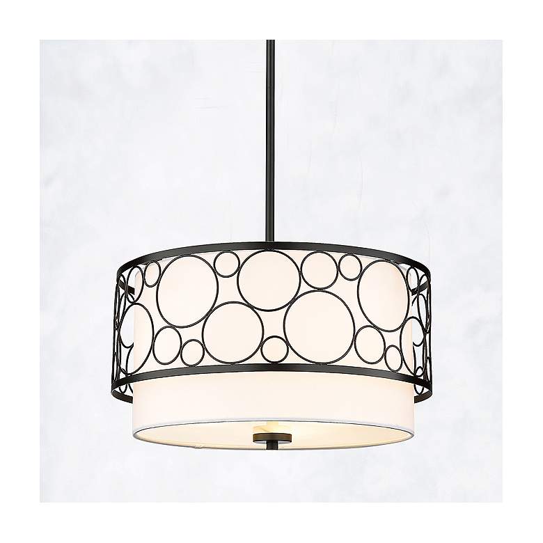 Image 1 Kendall 17" Wide Matte Black Drum Pendant Light