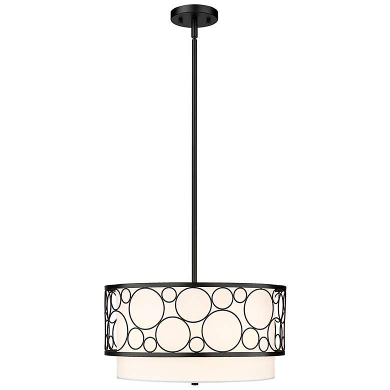 Image 5 Kendall 17" Wide Matte Black Drum Pendant Light more views