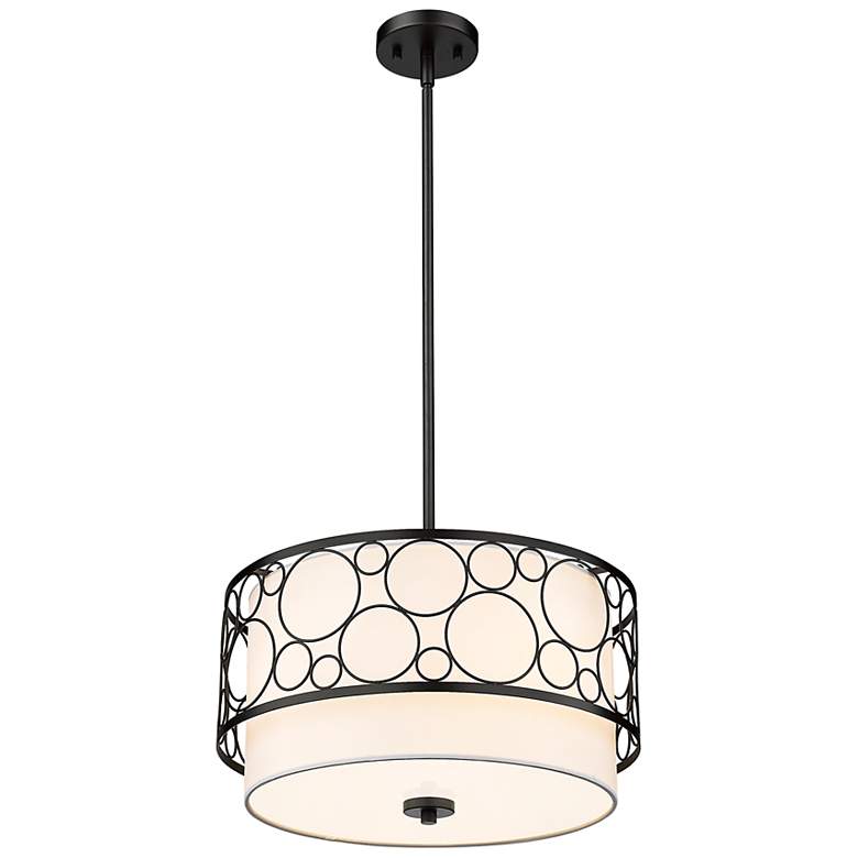 Image 6 Kendall 17" Wide Matte Black Drum Pendant Light more views