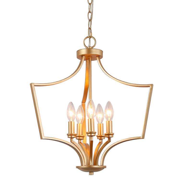 Image 2 Kendall 19 inch Wide Gold 5-Light Chandelier