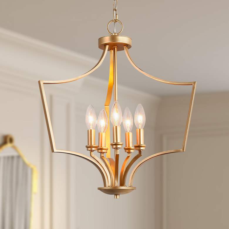 Image 1 Kendall 19 inch Wide Gold 5-Light Chandelier