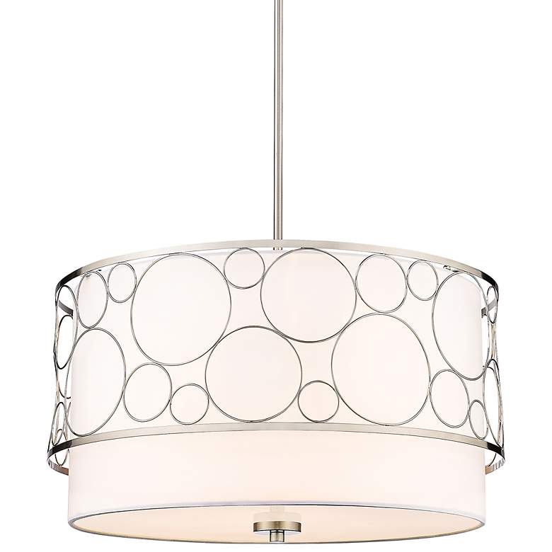 Image 3 Kendall 24" Wide Brushed Nickel Drum Pendant Light