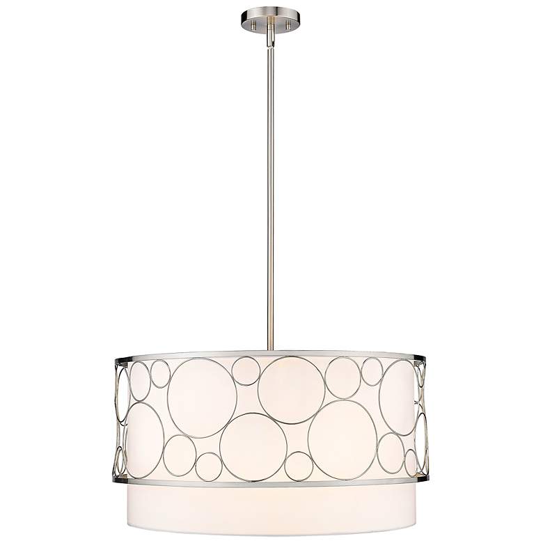 Image 7 Kendall 24" Wide Brushed Nickel Drum Pendant Light more views