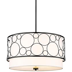 Kendall 24" Wide Matte Black Drum Pendant Light
