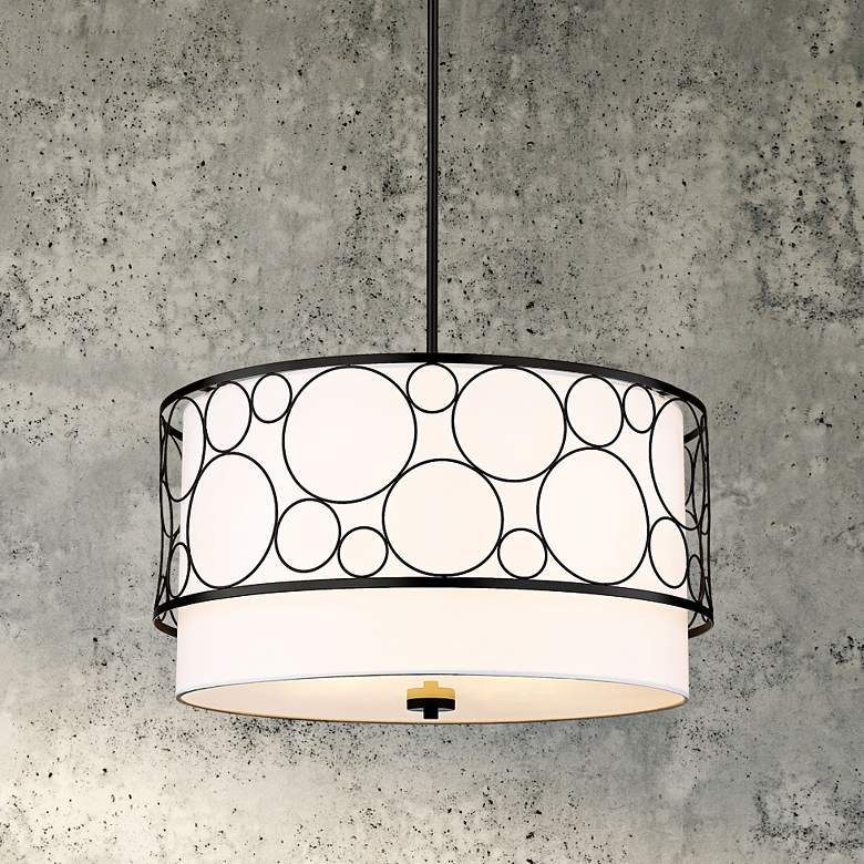 Image 2 Kendall 24" Wide Matte Black Drum Pendant Light