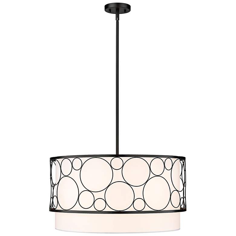 Image 5 Kendall 24" Wide Matte Black Drum Pendant Light more views