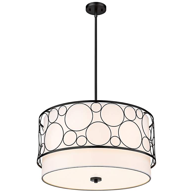 Image 6 Kendall 24" Wide Matte Black Drum Pendant Light more views