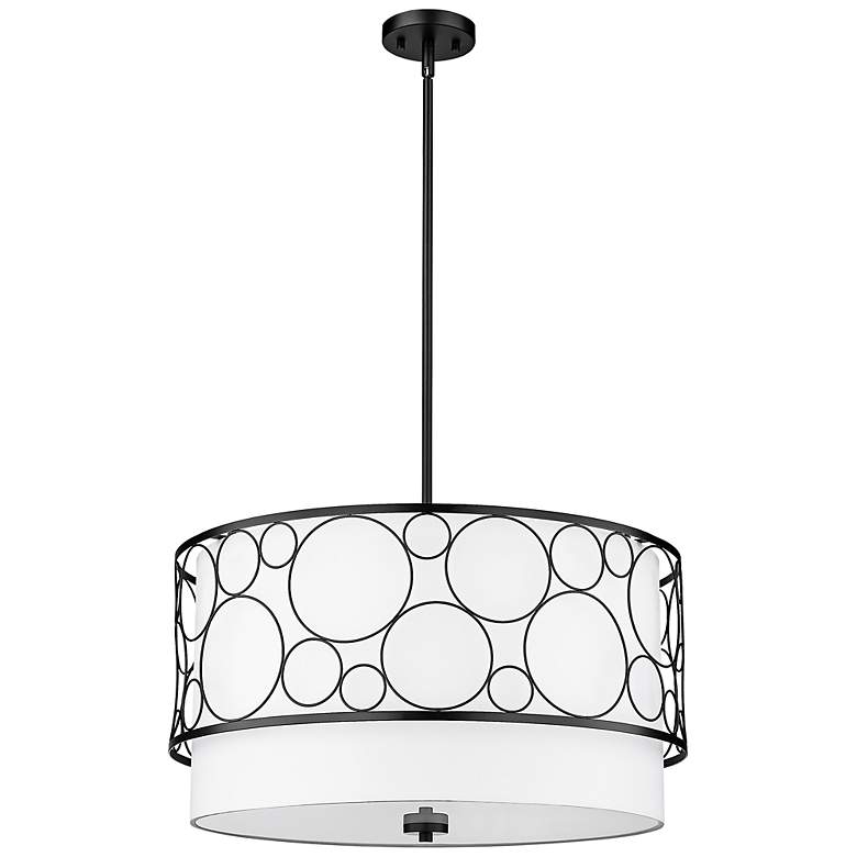 Image 7 Kendall 24" Wide Matte Black Drum Pendant Light more views