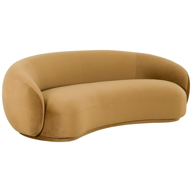 Image 1 Kendall 89 3/4" Wide Cognac Velvet Curved Sofa