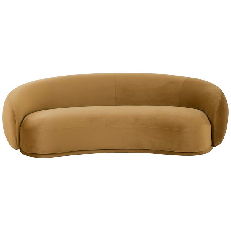 Image 3 Kendall 89 3/4 inch Wide Cognac Velvet Curved Sofa more views