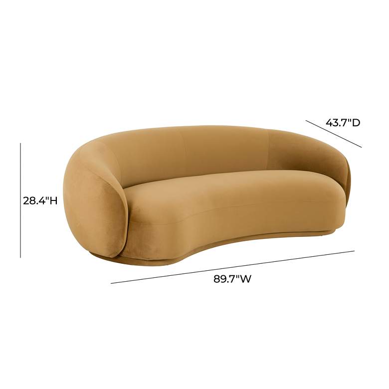 Image 5 Kendall 89 3/4 inch Wide Cognac Velvet Curved Sofa more views
