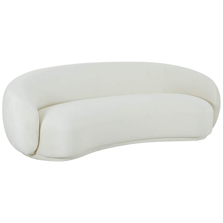 Image 1 Kendall 89 3/4 inch Wide Cream Velvet Curved Sofa