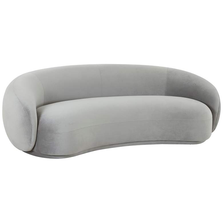 Image 1 Kendall 89 3/4 inch Wide Light Gray Velvet Curved Sofa
