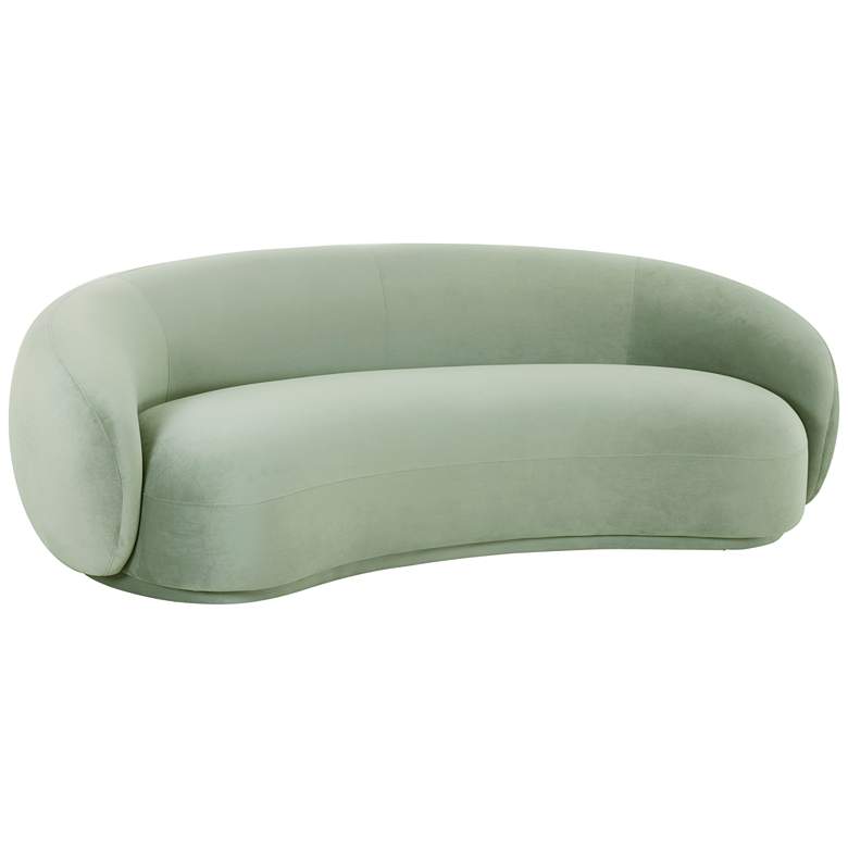 Image 1 Kendall 89 3/4 inch Wide Moss Green Velvet Curved Sofa