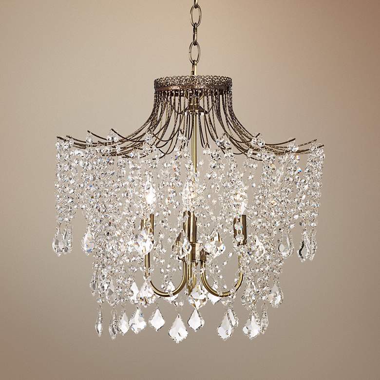 Image 1 Kendall Antique Brass 20" Wide Crystal Beaded Chandelier