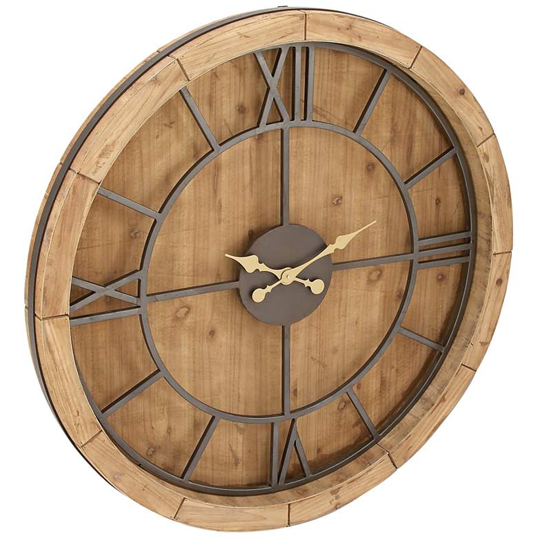 Image 1 Kendarra Brown Wood 40 inch Round Wall Clock