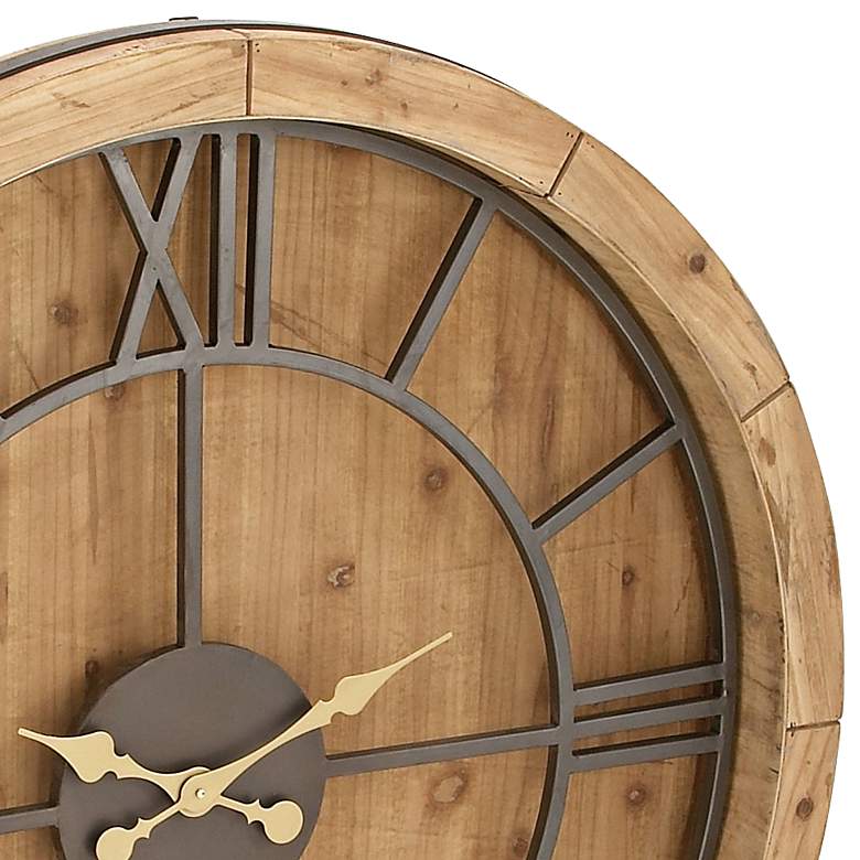 Image 2 Kendarra Brown Wood 40" Round Wall Clock more views