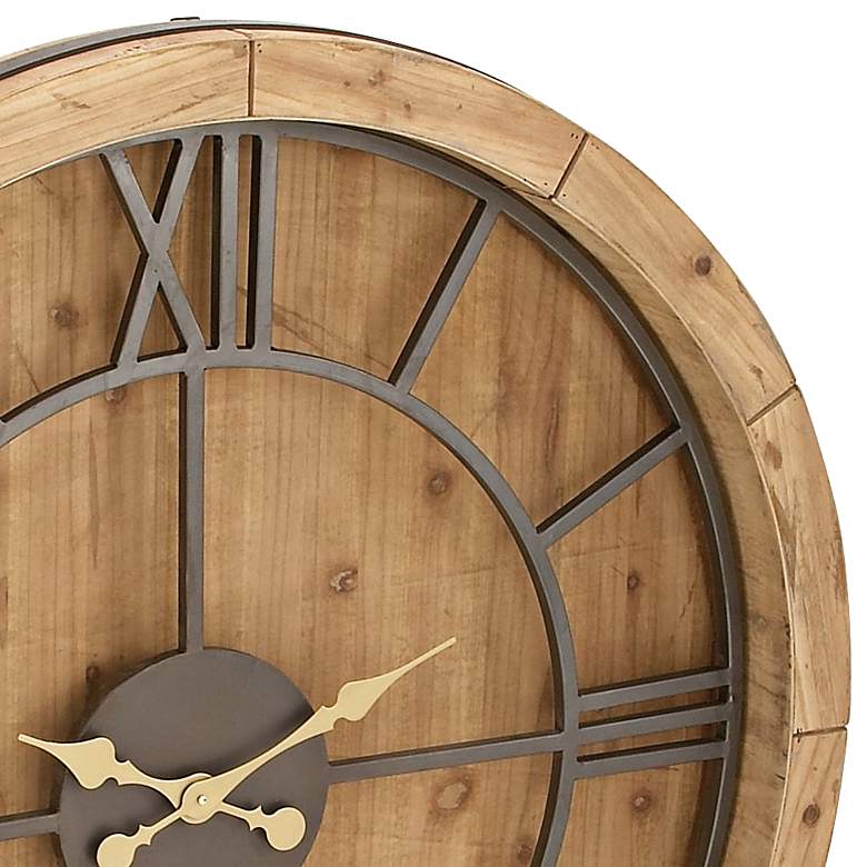 Image 2 Kendarra Brown Wood 40 inch Round Wall Clock more views