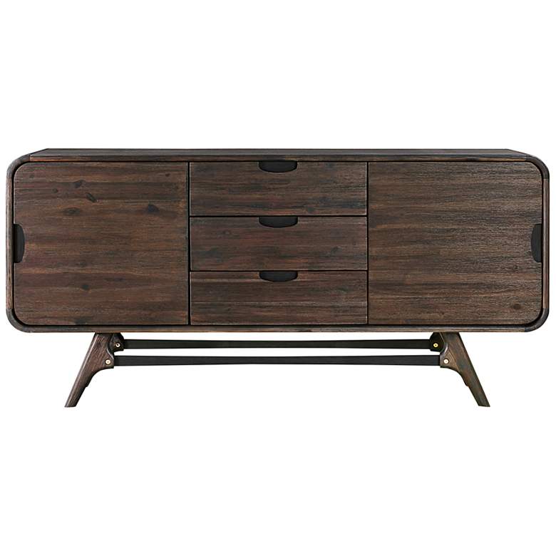 Image 3 Kendra Sideboard Buffet with 3 Drawers in Brown Acacia Wood