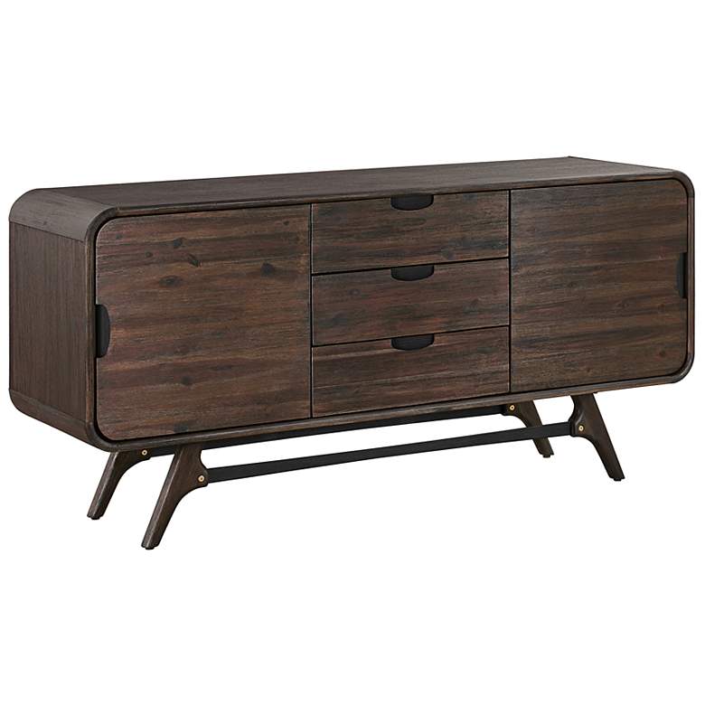 Image 7 Kendra Sideboard Buffet with 3 Drawers in Brown Acacia Wood more views