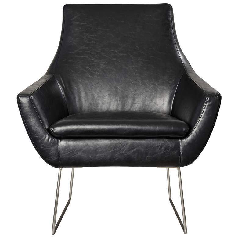 Image 1 Kendrick Distressed Black Faux Leather Modern Armchair by Adesso