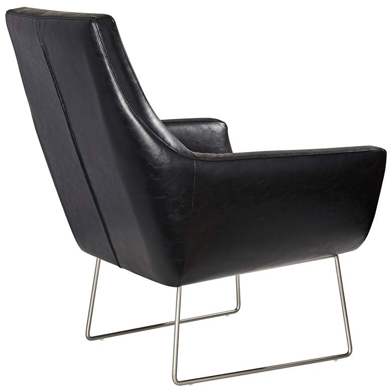 Image 2 Kendrick Distressed Black Faux Leather Modern Armchair by Adesso more views