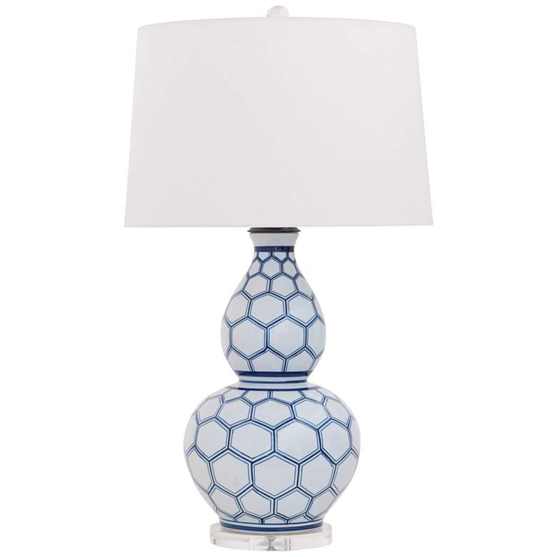 Image 2 Kenilworth Blue and White Honeycomb Double Gourd Table Lamp