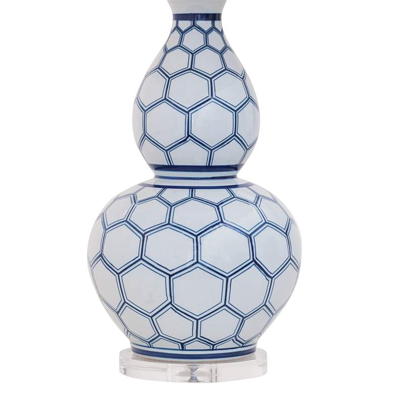 Image 4 Kenilworth Blue and White Honeycomb Double Gourd Table Lamp more views