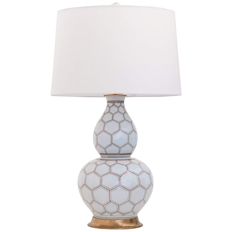 Image 2 Kenilworth Brown and White Honeycomb Double Gourd Table Lamp