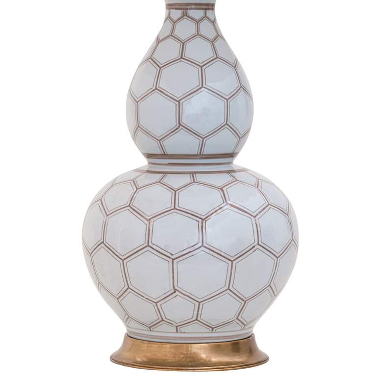 Image 4 Kenilworth Brown and White Honeycomb Double Gourd Table Lamp more views