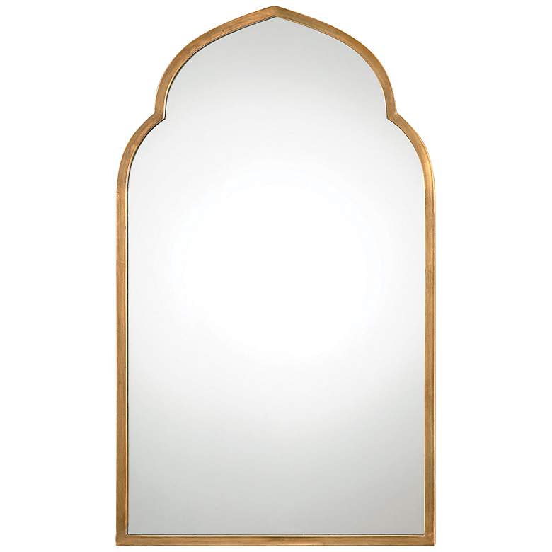Image 3 Kenitra 40 inch x 24 inch Moroccan Arch Top Gold Wall Mirror