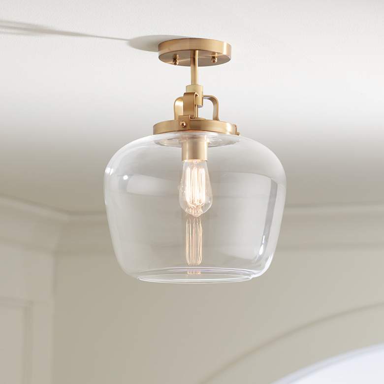 Kenna 12 1/4 inch Wide Gold with Clear Glass Ceiling Light