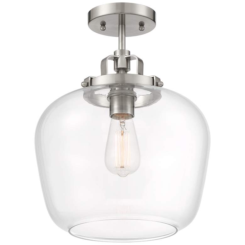 Kenna 12 1/4 inchW Brushed Nickel with Clear Glass Ceiling Light