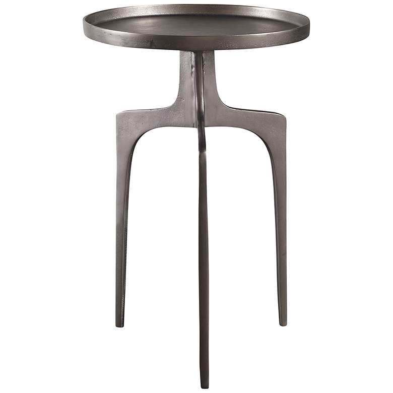 Image 2 Kenna 16 inch Wide Textured Nickel Aluminum Accent Table