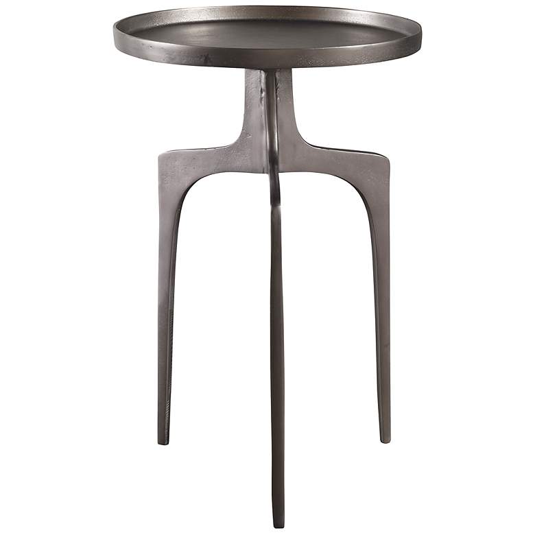 Image 2 Kenna 16 inch Wide Textured Nickel Aluminum Accent Table