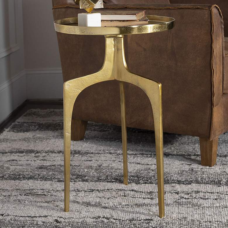 Image 1 Kenna 16" Wide Textured Soft Gold Aluminum Accent Table